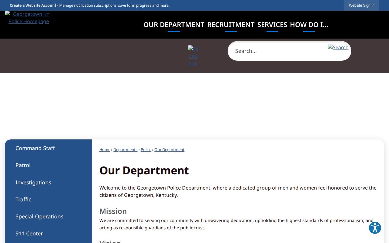 Georgetown Police Department arrest records source in Scott County