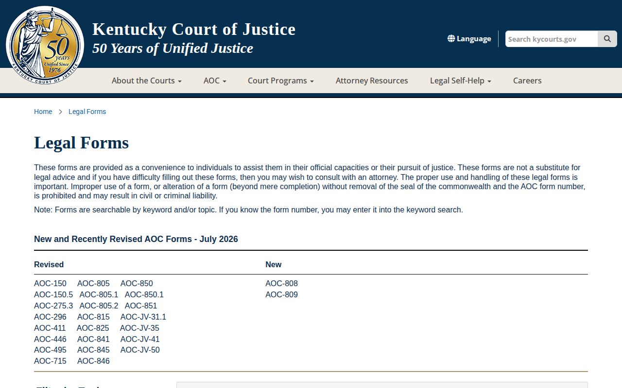 Kentucky expungement forms for Scott County arrest records