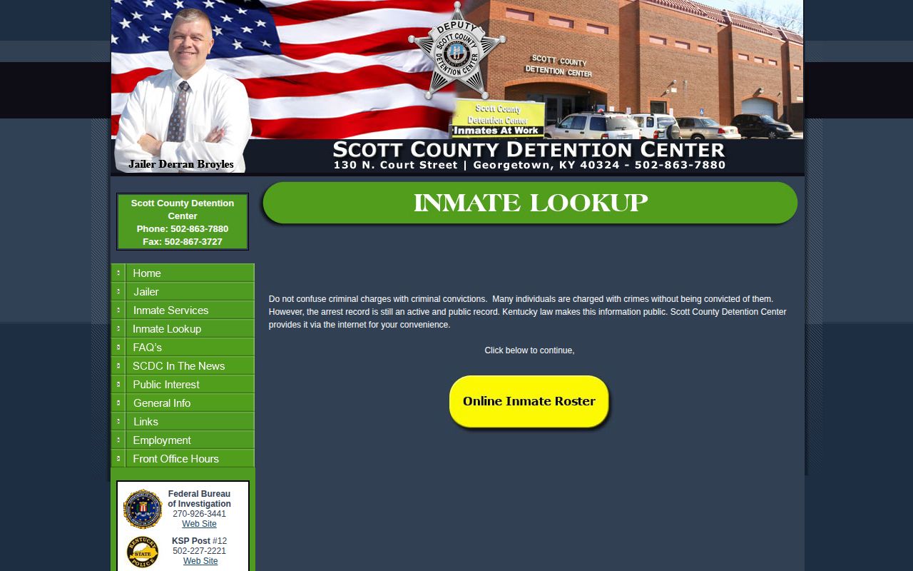 Scott County Detention Center booking record lookup